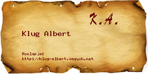 Klug Albert névjegykártya