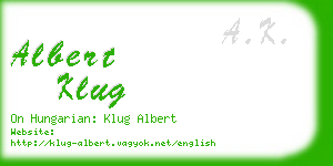 albert klug business card